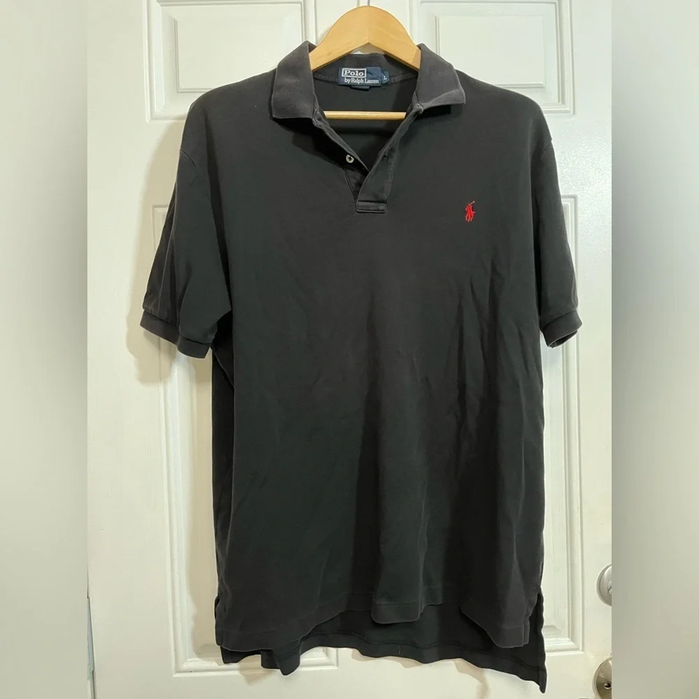 Polo Ralph Lauren Men’s Black Polo Shirt Red Pony Logo Size L